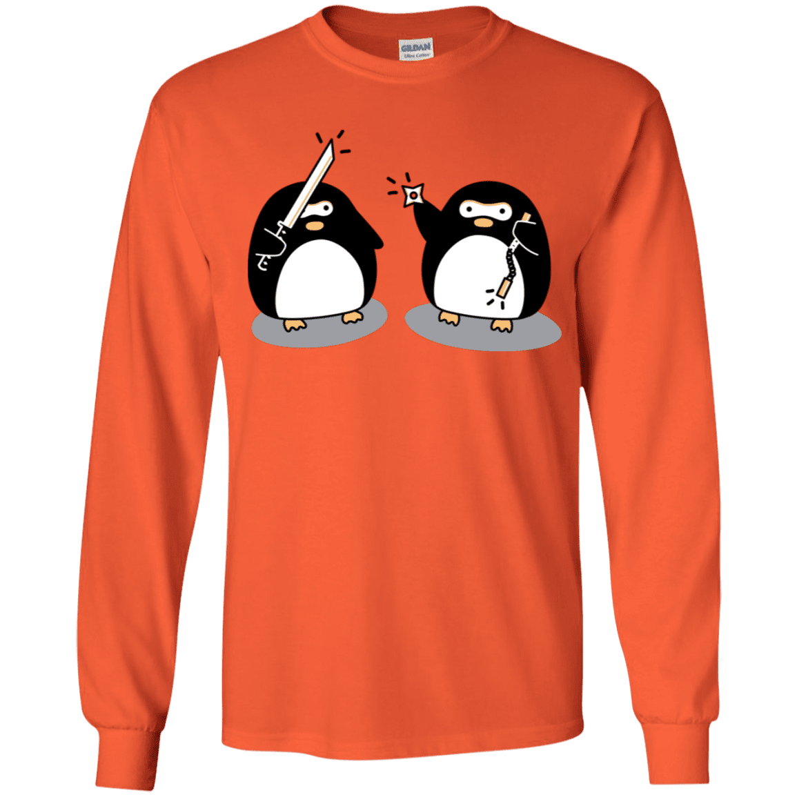 T-Shirts Orange / YS Cute Ninja Penguins Youth Long Sleeve T-Shirt