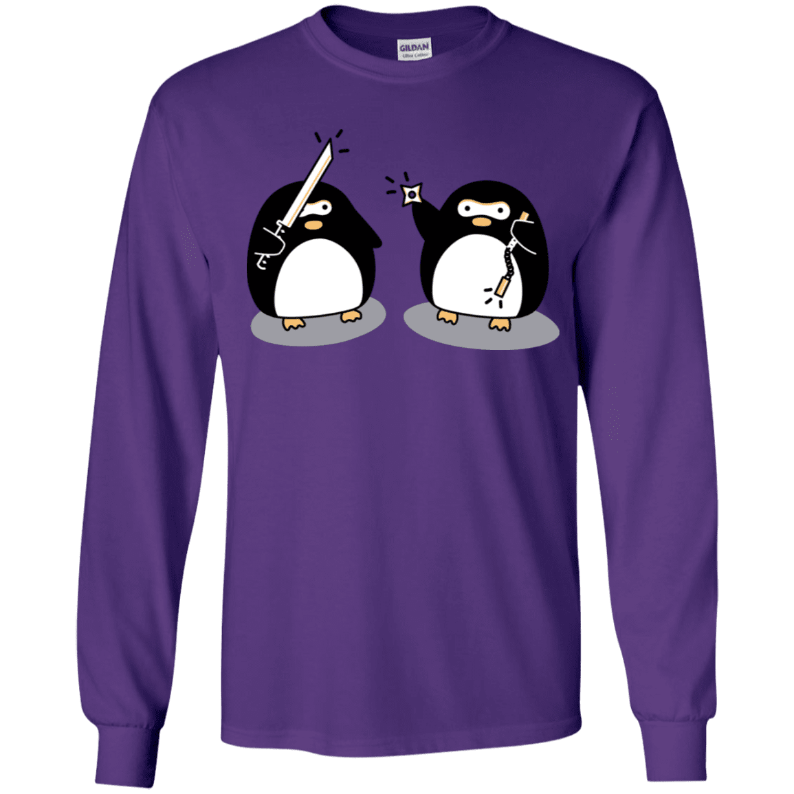 T-Shirts Purple / YS Cute Ninja Penguins Youth Long Sleeve T-Shirt