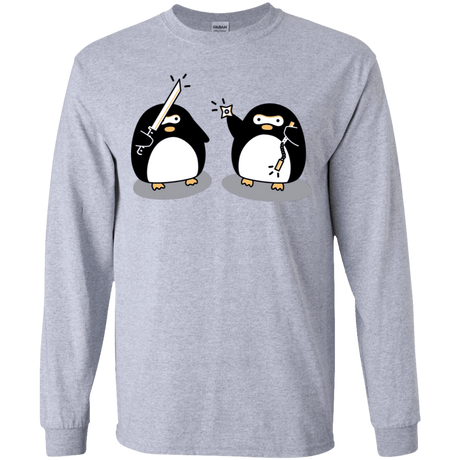 T-Shirts Sport Grey / YS Cute Ninja Penguins Youth Long Sleeve T-Shirt