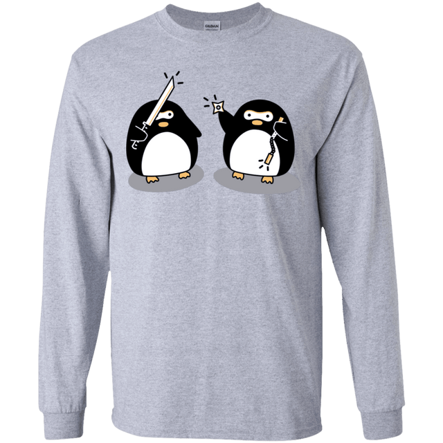 T-Shirts Sport Grey / YS Cute Ninja Penguins Youth Long Sleeve T-Shirt