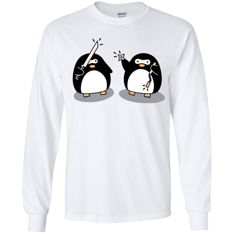 T-Shirts White / YS Cute Ninja Penguins Youth Long Sleeve T-Shirt