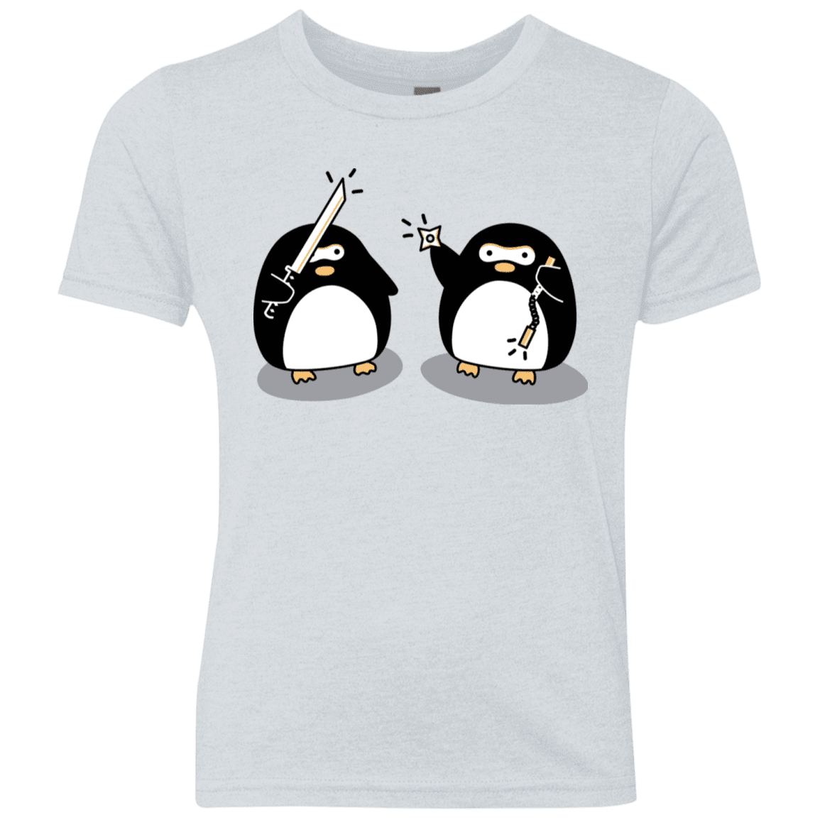 T-Shirts Heather White / YXS Cute Ninja Penguins Youth Triblend T-Shirt