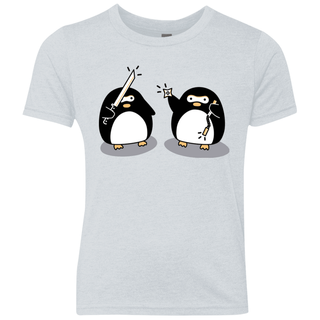 T-Shirts Heather White / YXS Cute Ninja Penguins Youth Triblend T-Shirt