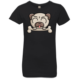 T-Shirts Black / YXS Cute Pug and Bone Girls Premium T-Shirt