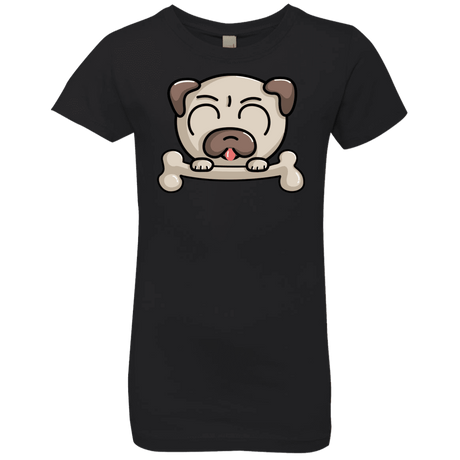 T-Shirts Black / YXS Cute Pug and Bone Girls Premium T-Shirt