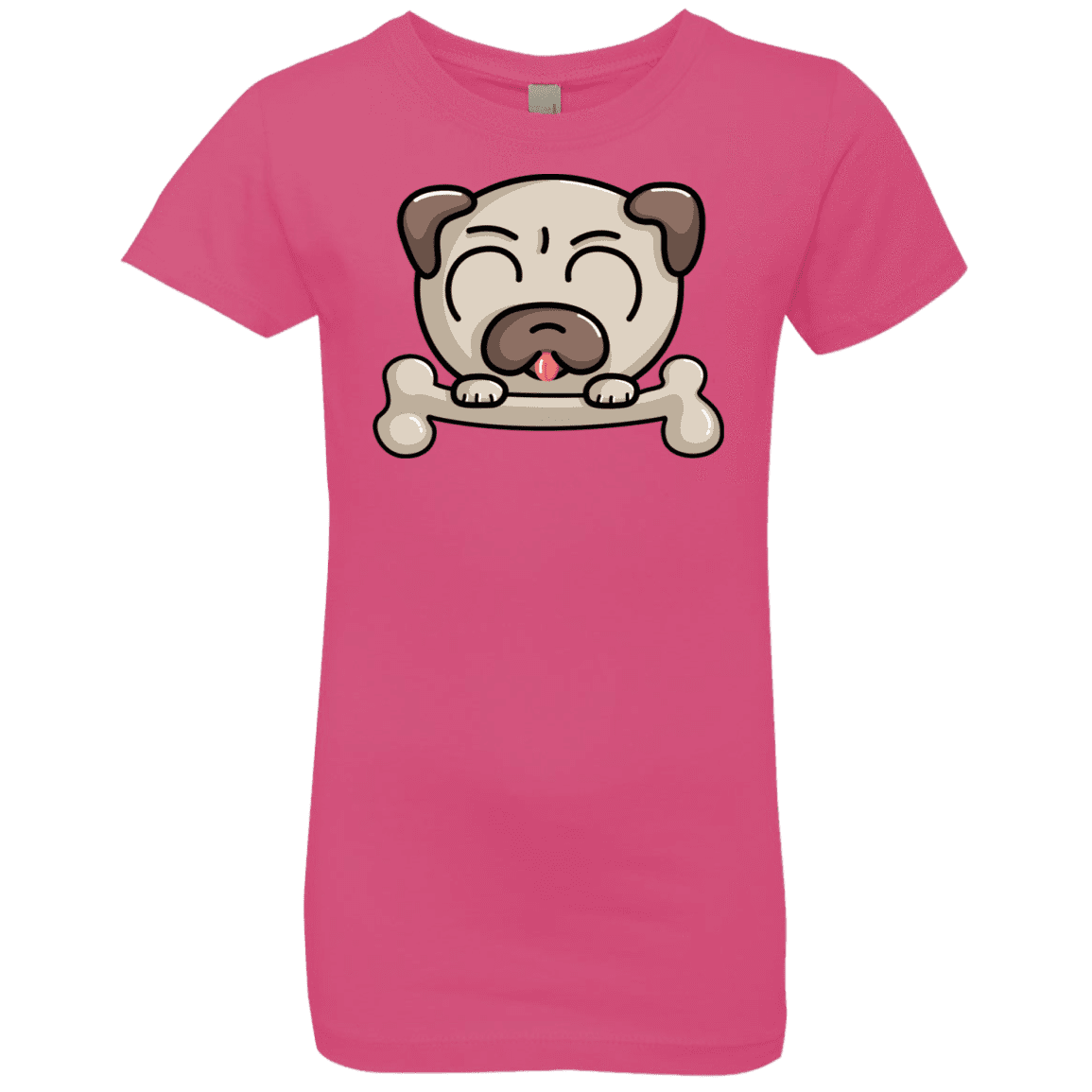 T-Shirts Hot Pink / YXS Cute Pug and Bone Girls Premium T-Shirt