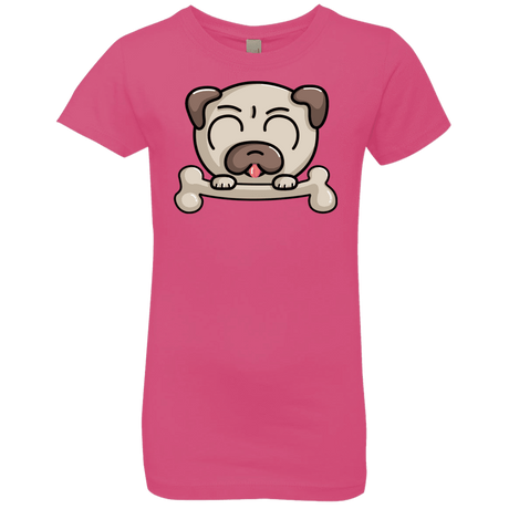 T-Shirts Hot Pink / YXS Cute Pug and Bone Girls Premium T-Shirt