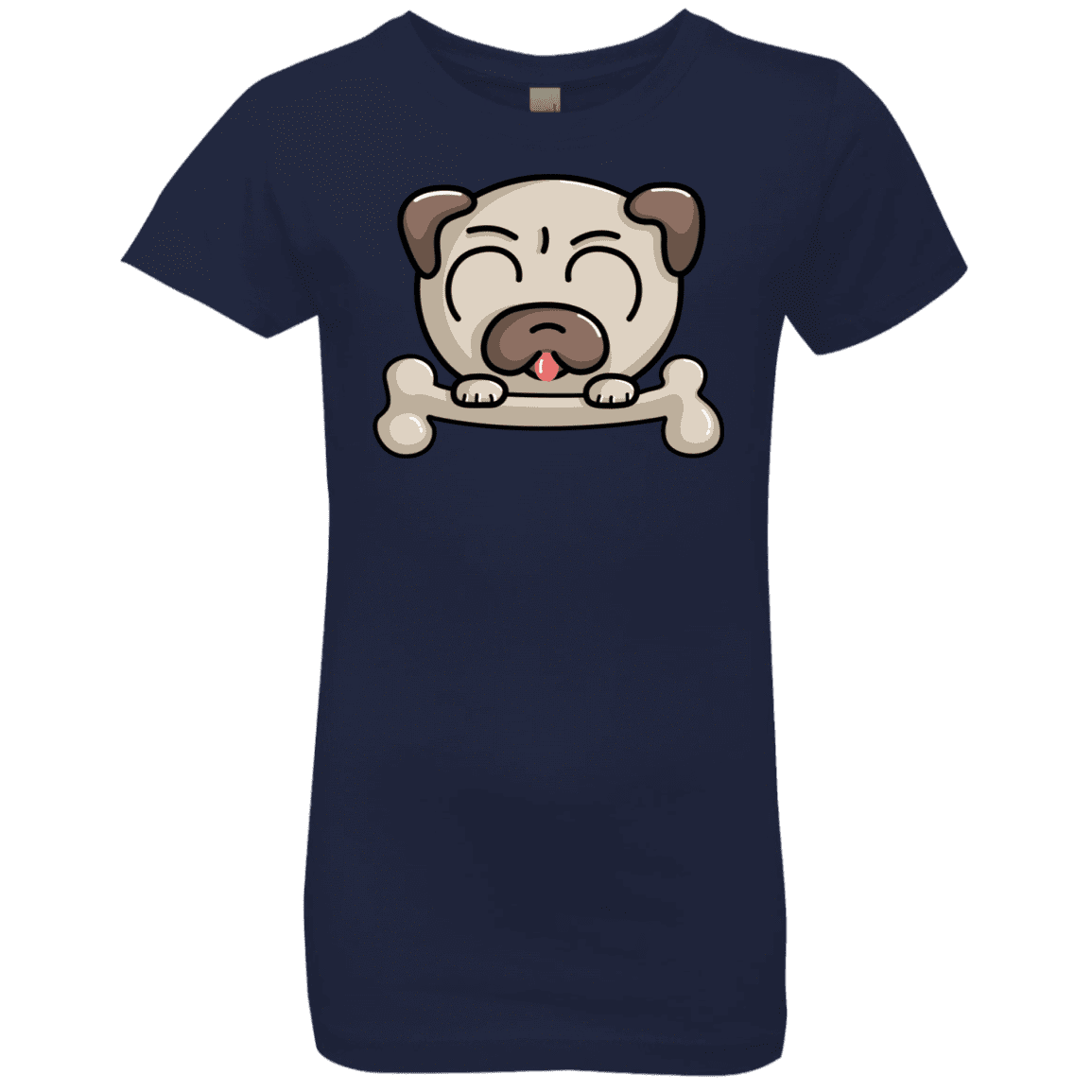 T-Shirts Midnight Navy / YXS Cute Pug and Bone Girls Premium T-Shirt