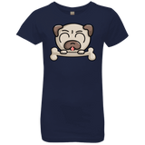 T-Shirts Midnight Navy / YXS Cute Pug and Bone Girls Premium T-Shirt