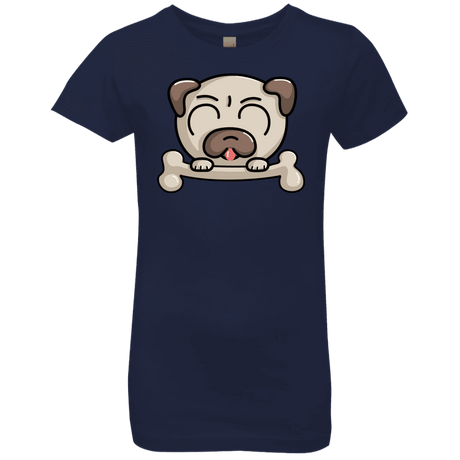 T-Shirts Midnight Navy / YXS Cute Pug and Bone Girls Premium T-Shirt