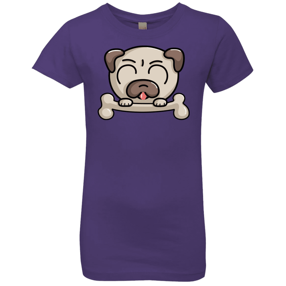 T-Shirts Purple Rush / YXS Cute Pug and Bone Girls Premium T-Shirt