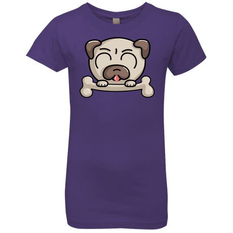 T-Shirts Purple Rush / YXS Cute Pug and Bone Girls Premium T-Shirt