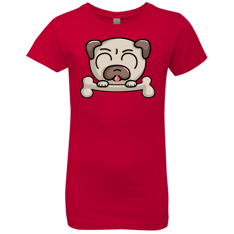 T-Shirts Red / YXS Cute Pug and Bone Girls Premium T-Shirt