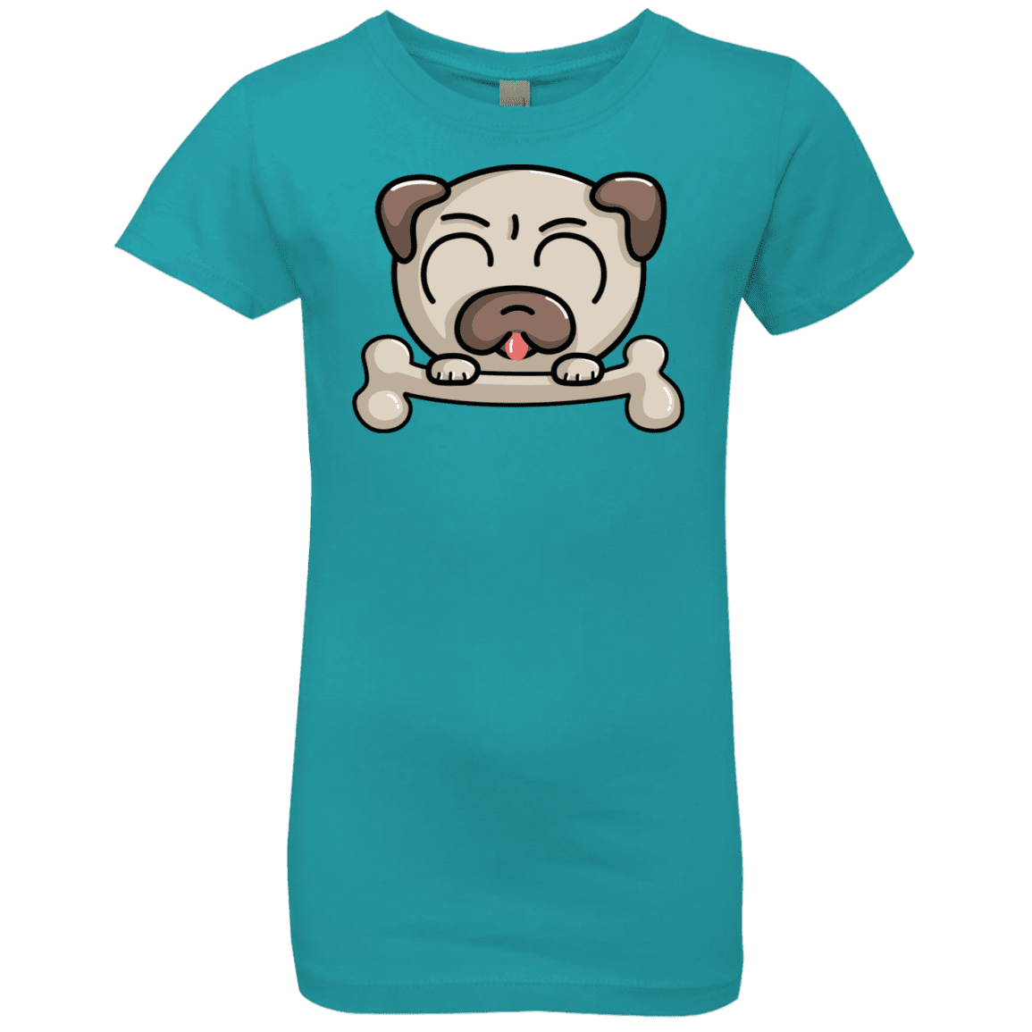 T-Shirts Tahiti Blue / YXS Cute Pug and Bone Girls Premium T-Shirt