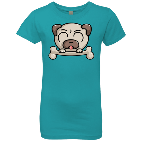 T-Shirts Tahiti Blue / YXS Cute Pug and Bone Girls Premium T-Shirt