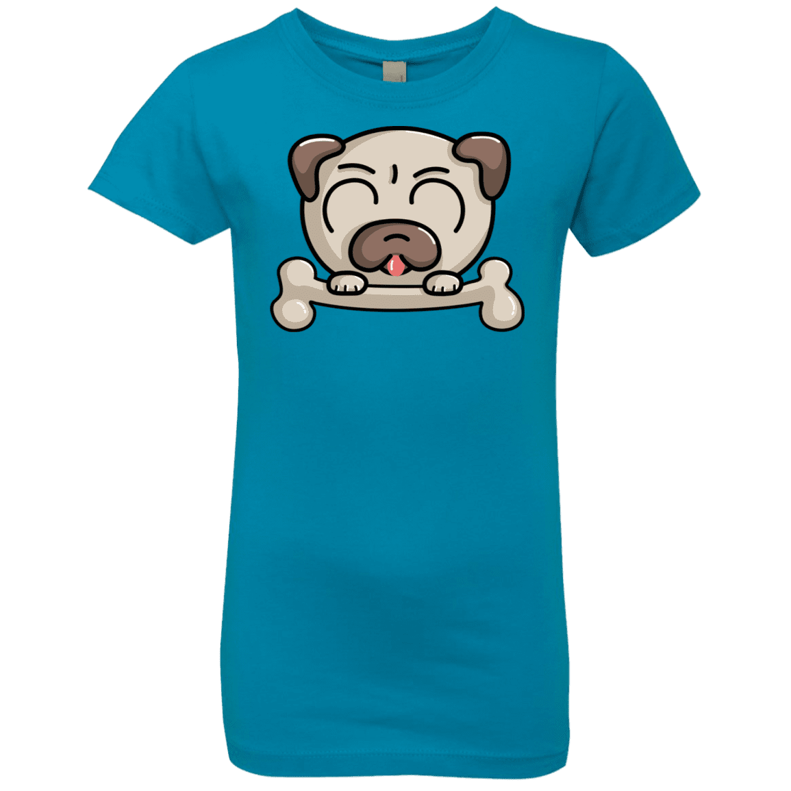 T-Shirts Turquoise / YXS Cute Pug and Bone Girls Premium T-Shirt