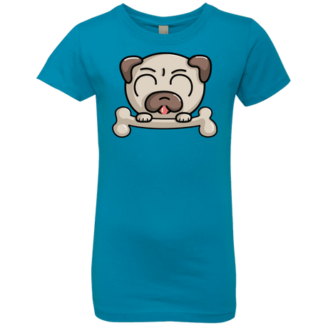 T-Shirts Turquoise / YXS Cute Pug and Bone Girls Premium T-Shirt