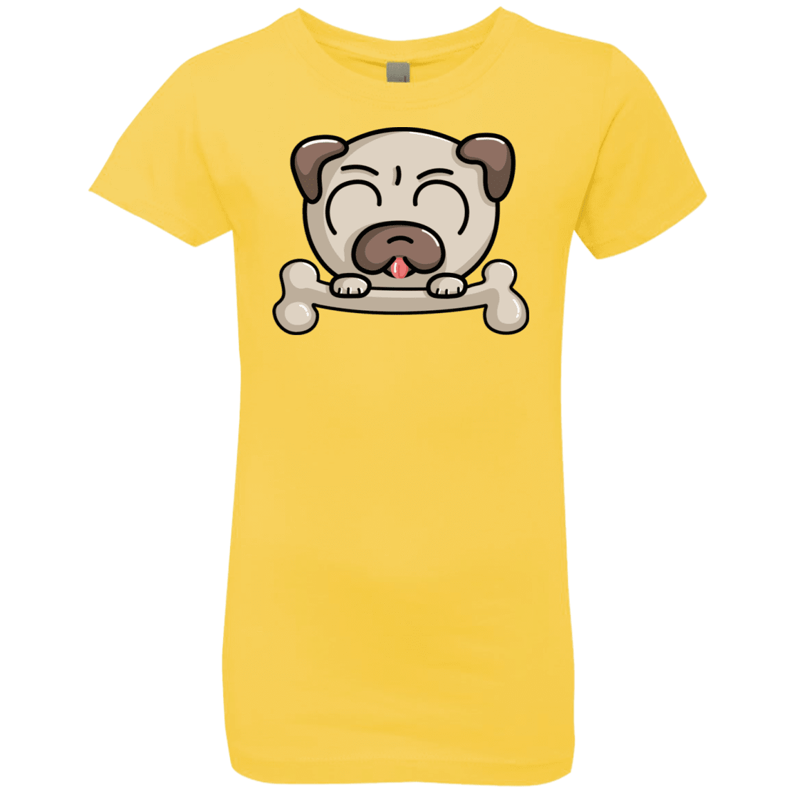 T-Shirts Vibrant Yellow / YXS Cute Pug and Bone Girls Premium T-Shirt