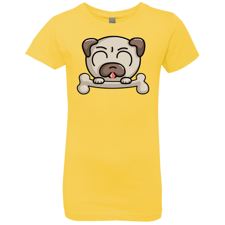 T-Shirts Vibrant Yellow / YXS Cute Pug and Bone Girls Premium T-Shirt