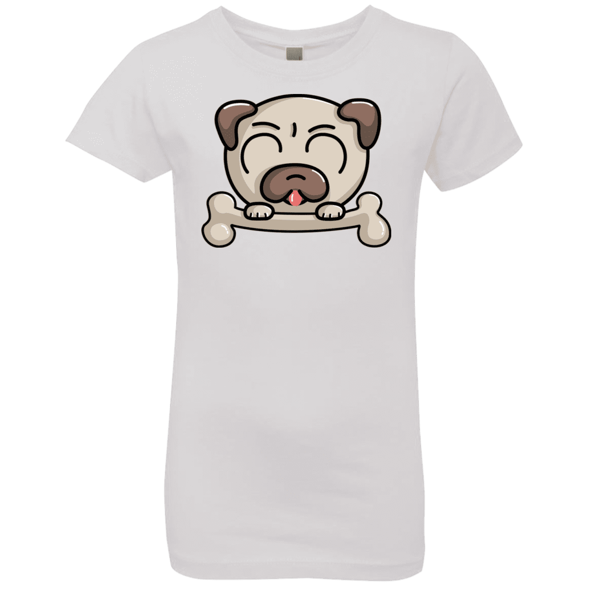 T-Shirts White / YXS Cute Pug and Bone Girls Premium T-Shirt