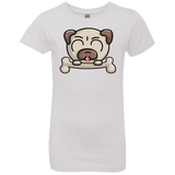 T-Shirts White / YXS Cute Pug and Bone Girls Premium T-Shirt