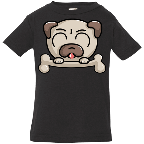T-Shirts Black / 6 Months Cute Pug and Bone Infant Premium T-Shirt