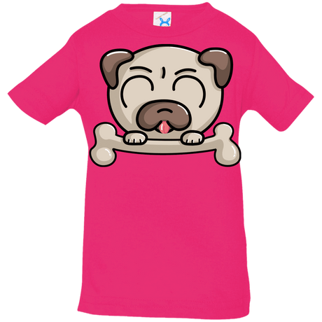 T-Shirts Hot Pink / 6 Months Cute Pug and Bone Infant Premium T-Shirt