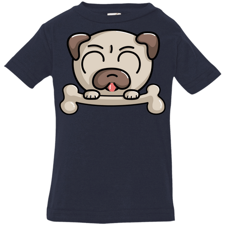 T-Shirts Navy / 6 Months Cute Pug and Bone Infant Premium T-Shirt