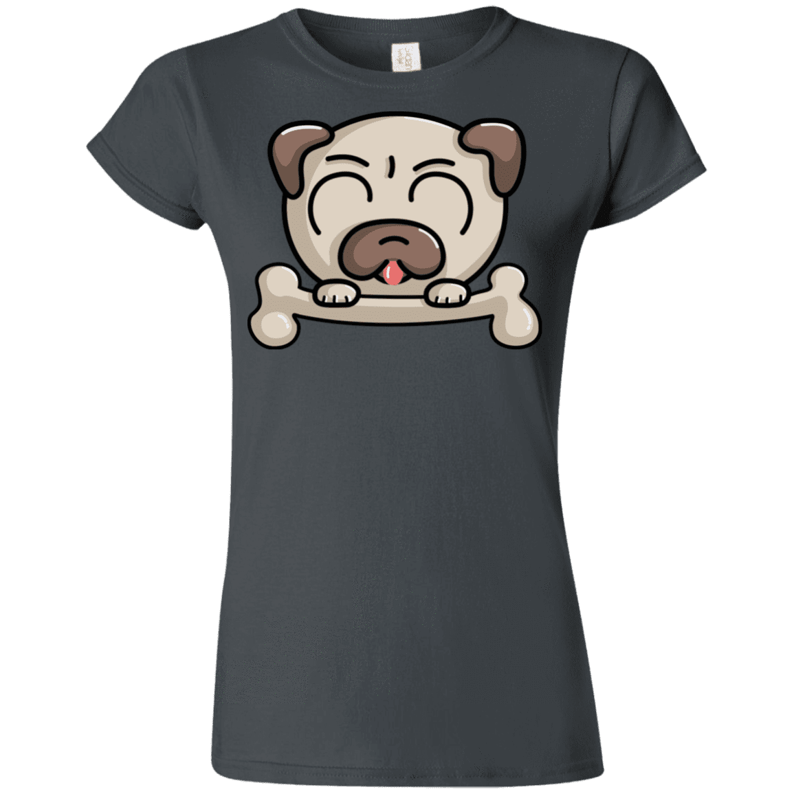 T-Shirts Charcoal / S Cute Pug and Bone Junior Slimmer-Fit T-Shirt