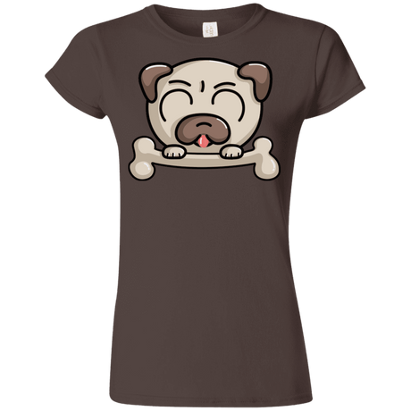 T-Shirts Dark Chocolate / S Cute Pug and Bone Junior Slimmer-Fit T-Shirt