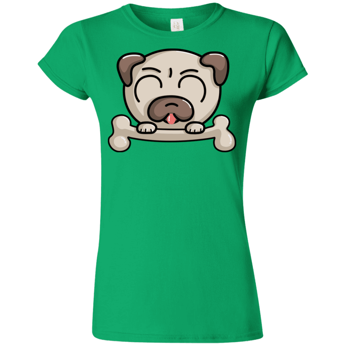 T-Shirts Irish Green / S Cute Pug and Bone Junior Slimmer-Fit T-Shirt