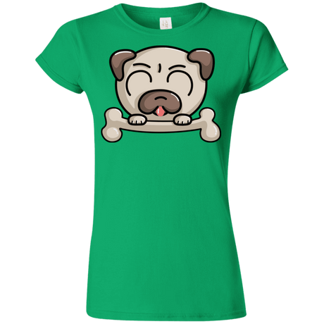 T-Shirts Irish Green / S Cute Pug and Bone Junior Slimmer-Fit T-Shirt