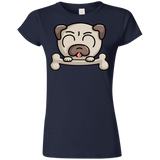 T-Shirts Navy / S Cute Pug and Bone Junior Slimmer-Fit T-Shirt