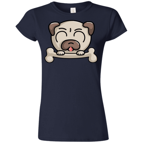 T-Shirts Navy / S Cute Pug and Bone Junior Slimmer-Fit T-Shirt
