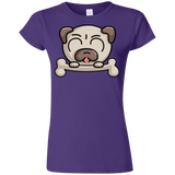 T-Shirts Purple / S Cute Pug and Bone Junior Slimmer-Fit T-Shirt