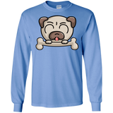 T-Shirts Carolina Blue / S Cute Pug and Bone Men's Long Sleeve T-Shirt