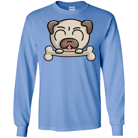 T-Shirts Carolina Blue / S Cute Pug and Bone Men's Long Sleeve T-Shirt