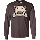 T-Shirts Dark Chocolate / S Cute Pug and Bone Men's Long Sleeve T-Shirt