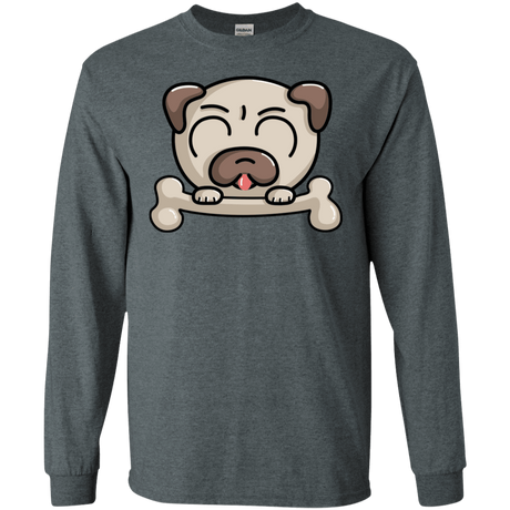 T-Shirts Dark Heather / S Cute Pug and Bone Men's Long Sleeve T-Shirt