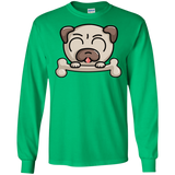 T-Shirts Irish Green / S Cute Pug and Bone Men's Long Sleeve T-Shirt