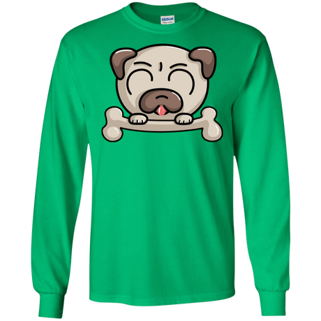 T-Shirts Irish Green / S Cute Pug and Bone Men's Long Sleeve T-Shirt