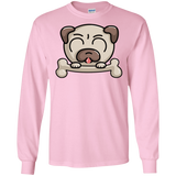 T-Shirts Light Pink / S Cute Pug and Bone Men's Long Sleeve T-Shirt