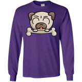 T-Shirts Purple / S Cute Pug and Bone Men's Long Sleeve T-Shirt