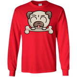 T-Shirts Red / S Cute Pug and Bone Men's Long Sleeve T-Shirt