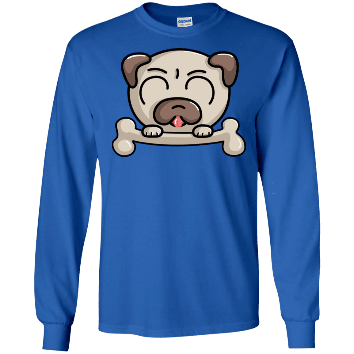 T-Shirts Royal / S Cute Pug and Bone Men's Long Sleeve T-Shirt