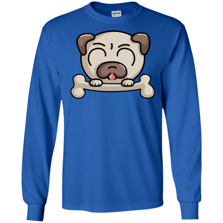 T-Shirts Royal / S Cute Pug and Bone Men's Long Sleeve T-Shirt