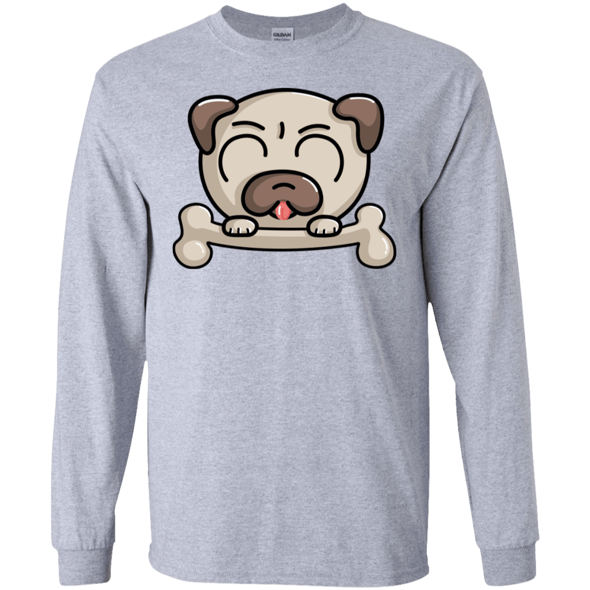 T-Shirts Sport Grey / S Cute Pug and Bone Men's Long Sleeve T-Shirt