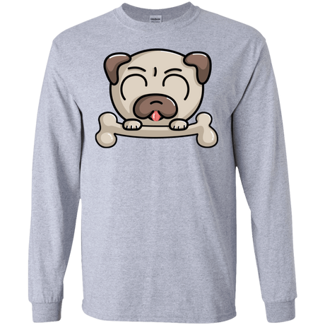 T-Shirts Sport Grey / S Cute Pug and Bone Men's Long Sleeve T-Shirt