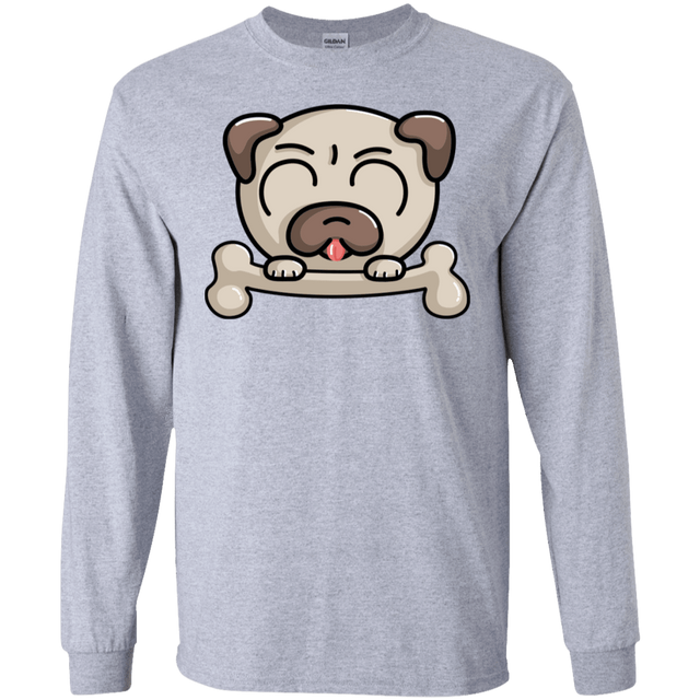 T-Shirts Sport Grey / S Cute Pug and Bone Men's Long Sleeve T-Shirt