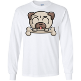 T-Shirts White / S Cute Pug and Bone Men's Long Sleeve T-Shirt